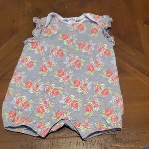 Guess Gray Floral Baby Romper